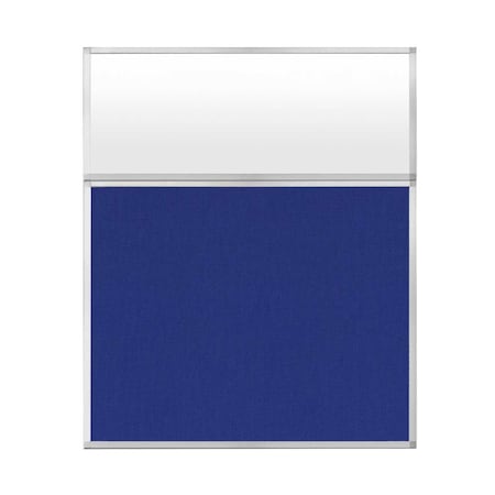 Versare Hush Panel Configurable Cubicle Partition 5' x 6' W/ Window Royal Blue Fabric Frosted Window 1852705